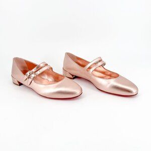 Christian Louboutin Sweet Mary Jane Flats Size 36.5 US 6.5 Rose Gold Ballet
